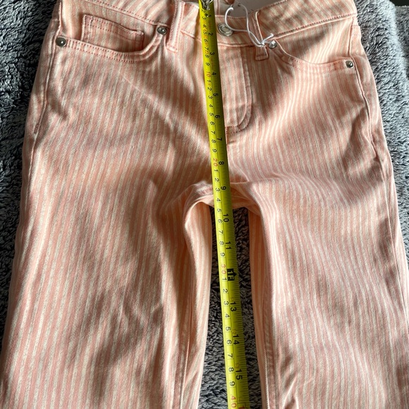 NWT LC Lauren Conrad Skinny Crop Mid Rise Lycra Stretch Jeans In Pink Striped - Picture 12 of 16